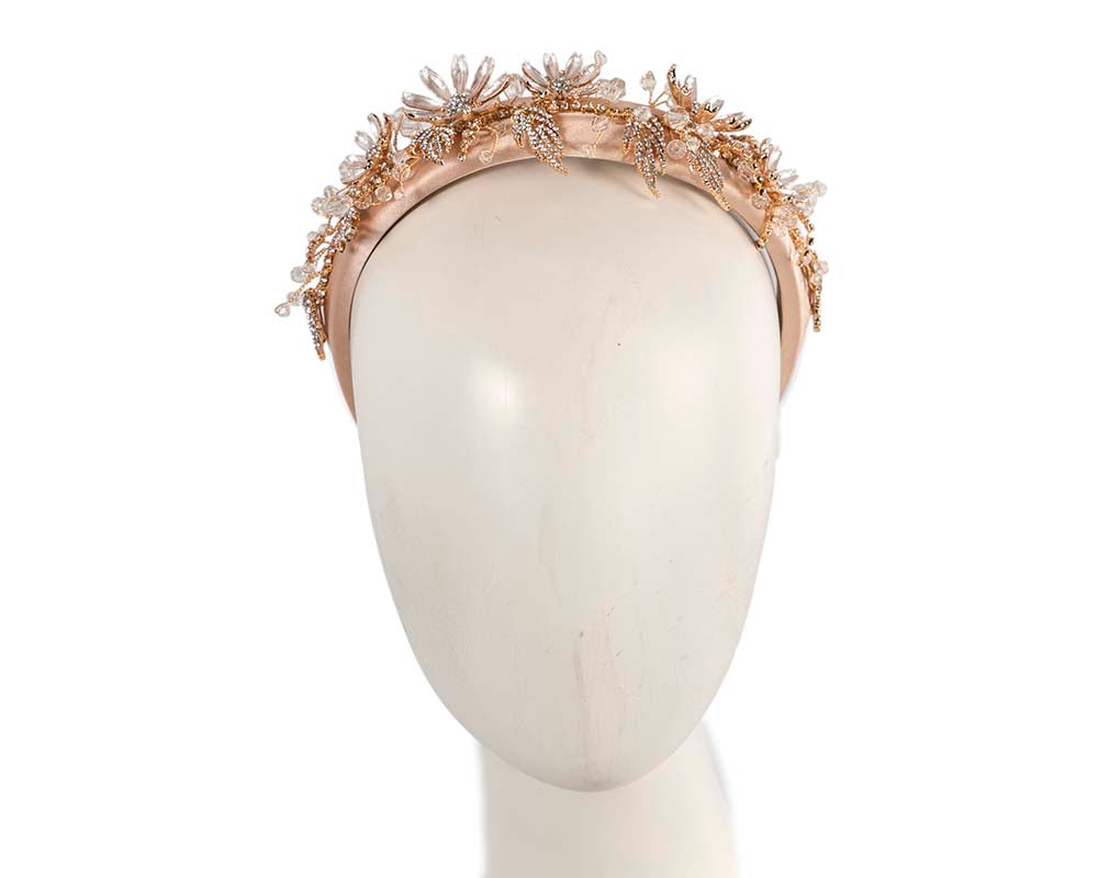 Pink gold flower fascinator headband jewelry